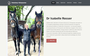 Dr Isabelle Rosser provides chiropractic treatment for horses and dogs in London and the home counties.